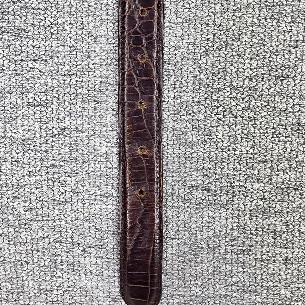 TALBOTS GENUINE LEATHER BELT S BROWN ITALY – CROCO TEXTURE – MADE IN ITALY